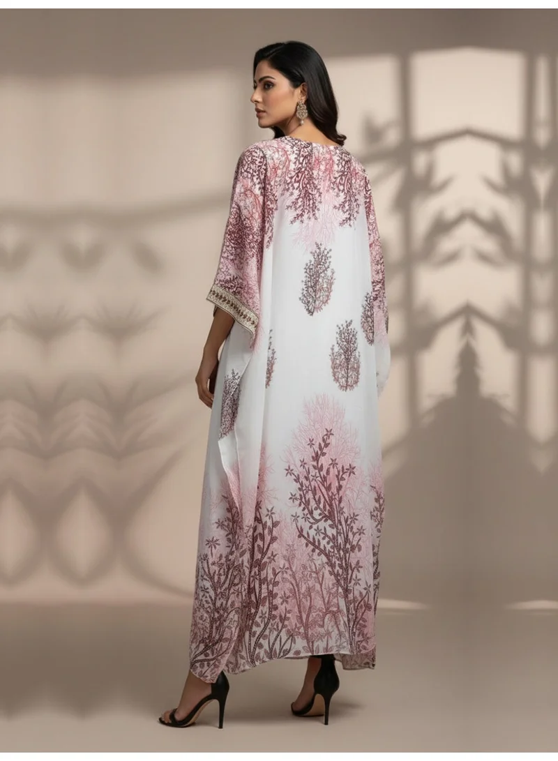 Alaya Hand Embroidered Chikankari Chiffon Kaftan-AL3851A
